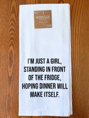 Mabelle Funny Dinner Fridge Quote Kitchen Tea Towel NWT